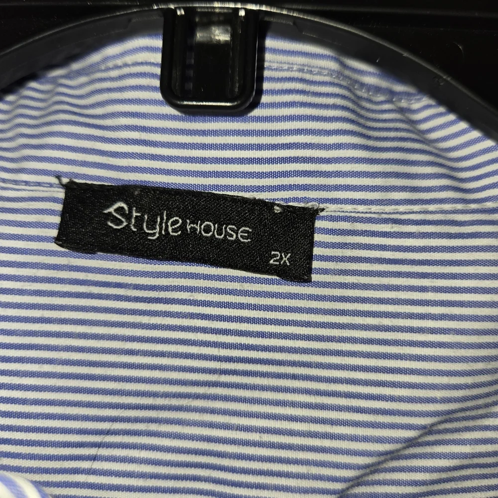 NWOT Women's Style House Blue White Stripe Floral Patch Dress Size 2X - Picture 8 of 11